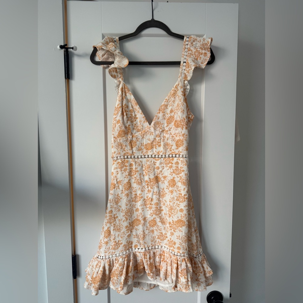 MINKPINK White and Orange Floral Mini Dress